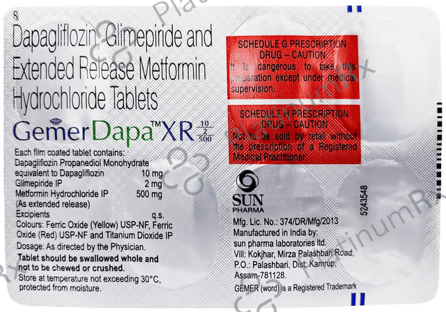 Gemer Dapa XR 10/2/500mg Tablet 7s
