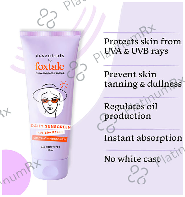 Foxtale SPF 50 Sunscreen with Vitamin C & Niacinamide Cream 50ml
