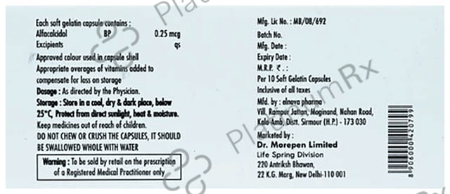 Calciquick Alfa 0.25mcg Capsule 10s