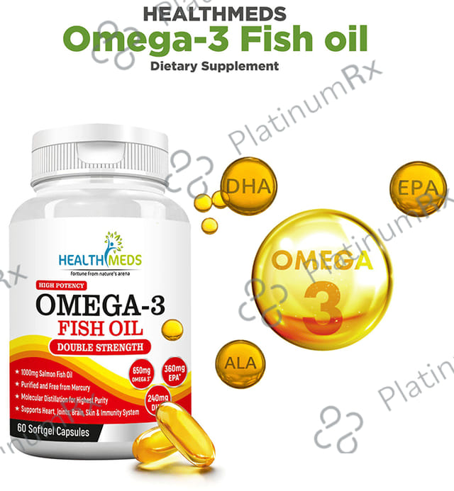 Healthmeds Double Strength Omega 3 Fish Oil 1000mg Softgel Capsule 60s