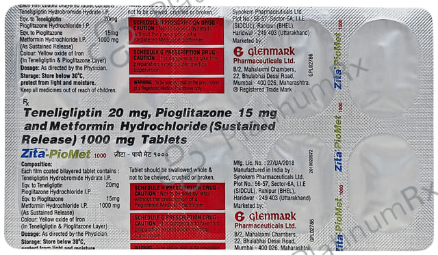 Zita Piomet 1000mg Tablet SR 10s