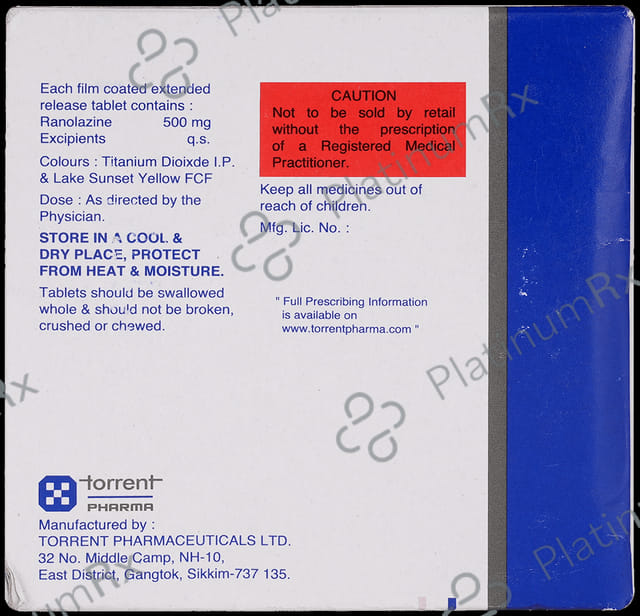 Ranolaz 500mg Tablet SR 15s
