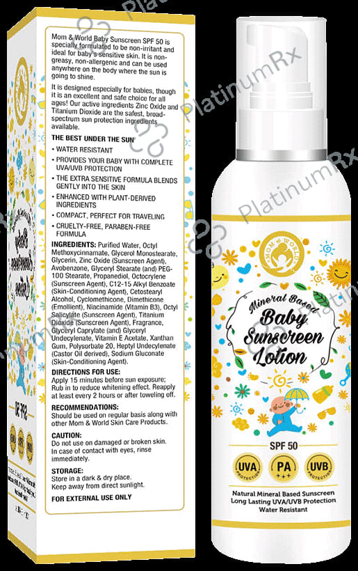 Mom & World Mineral Based Baby Sunscreen Lotion SPF 50