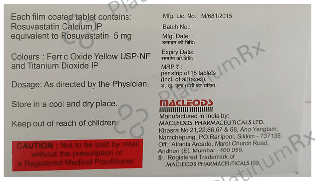 Rozustat 5mg Tablet 15s