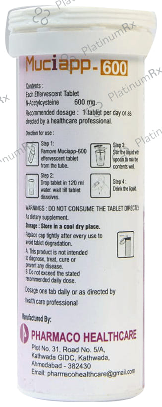 Muciapp 600 N-Acetylcysteine Effervescent Tablet 40 Effervescent Tablet