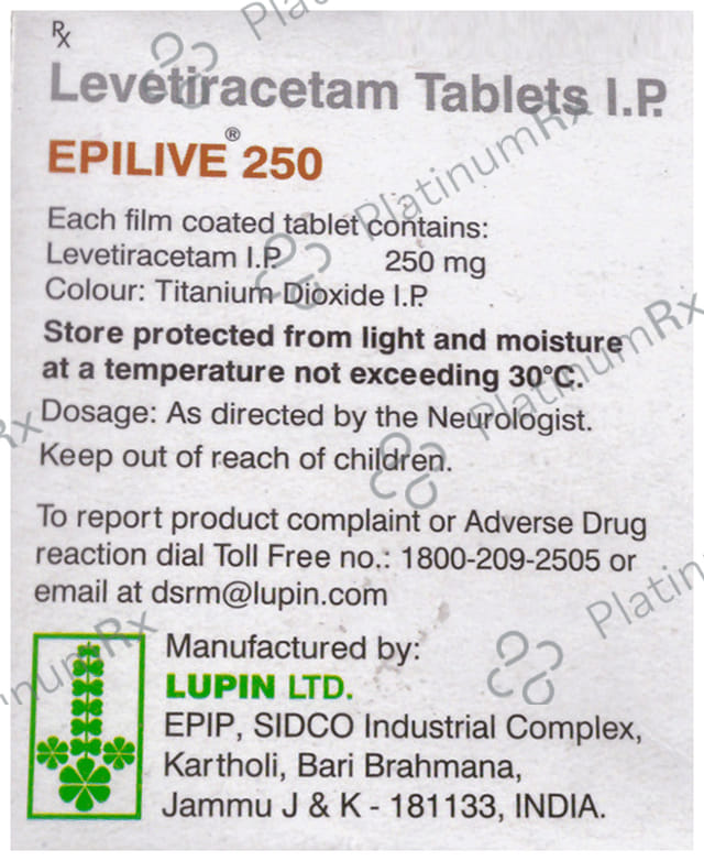 Epilive 250mg Tablet 15s