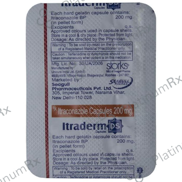 Itraderm DS 200mg Capsule 10s
