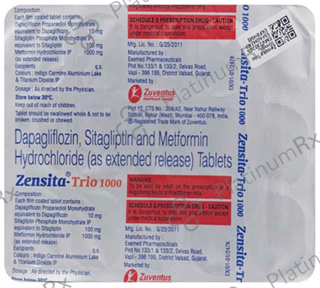 Zensita Trio 10/1000/100mg Tablet ER 15s