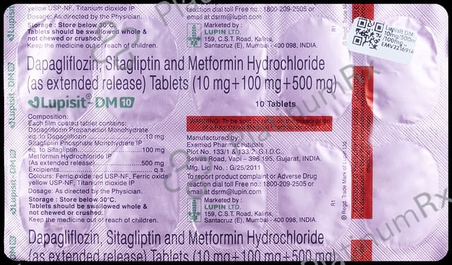 Lupisit DM 10/500/100mg Tablet ER 10s