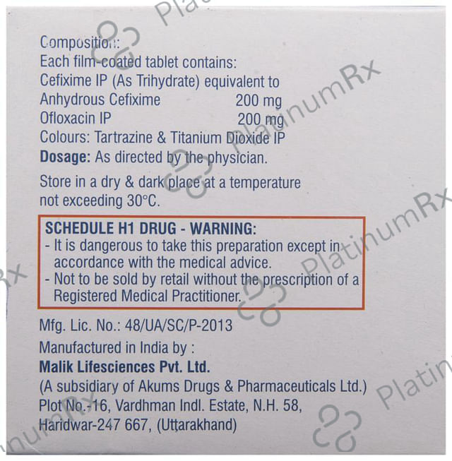 Zanocin Plus 200/200mg Tablet 10s
