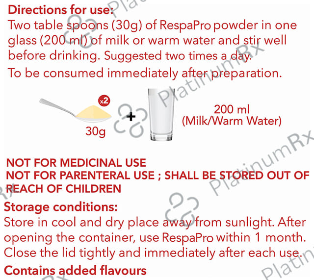 Evexia RespaPro Vanilla Flavour Powder 200gm