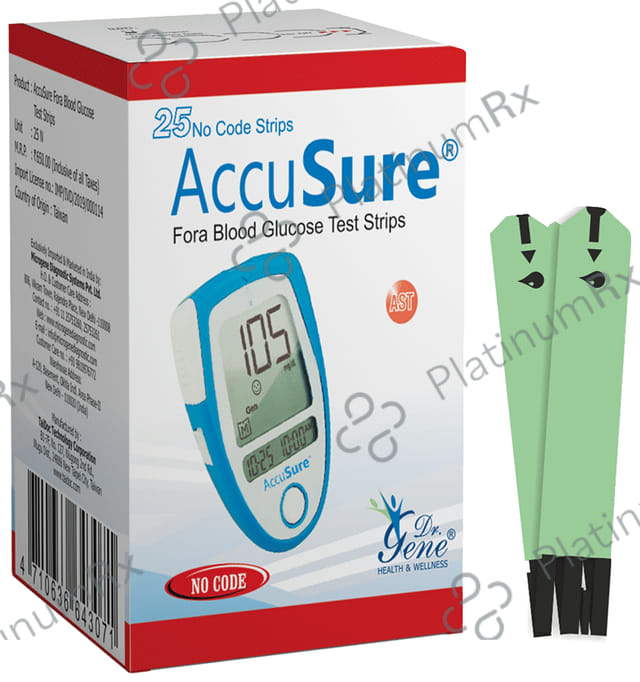 AccuSure Blood Glucose Test Strip Blue