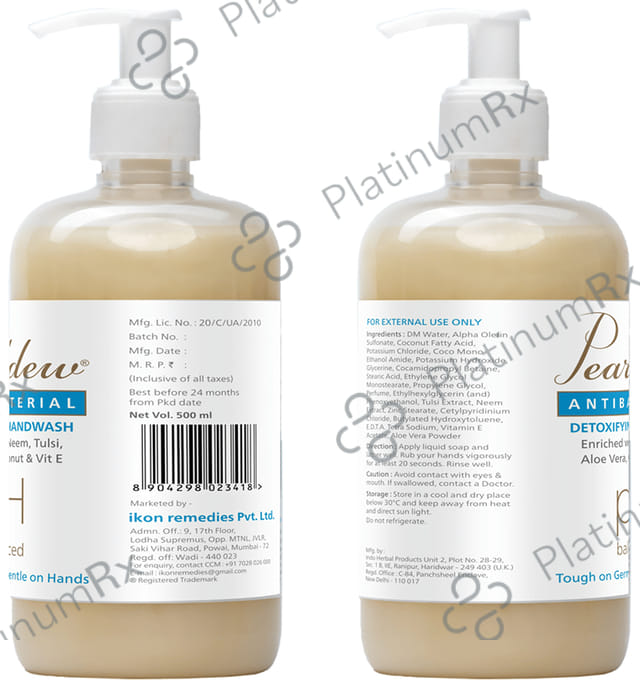 Pearldew Antibacterial Detoxifying Handwash (500ml Each) 1 Bottle