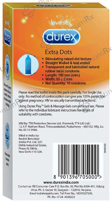 Durex Extra Dots Condom 10s