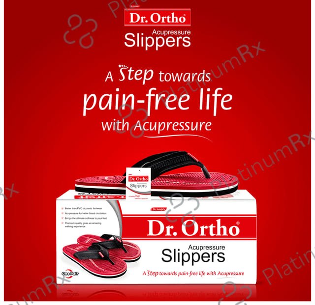 Dr Ortho Pain-Free Acupressure Slipper 8 Black & Red