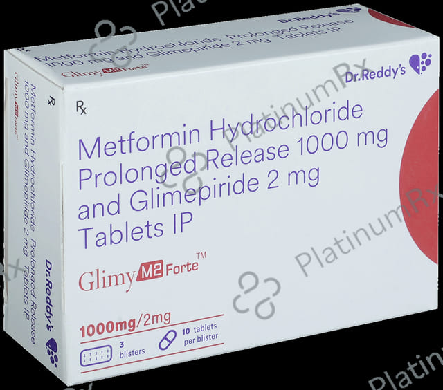 Glimy M 2 Forte 2/1000mg Tablet PR 10s