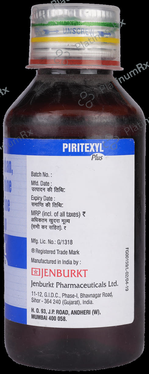 Piritexyl Plus 2/10/5mg Cough Syrup 100ml
