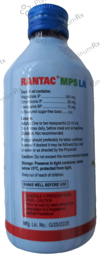 Rantac Mps LA Mint Sugar Free Oral Suspension 200ml
