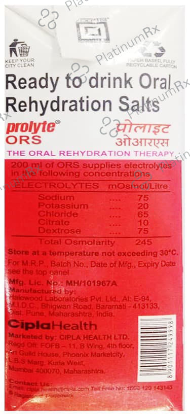 Prolyte ORS Ready To Drink Apple Flavour Solution 200ml