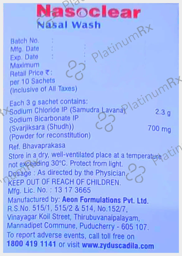 Nasoclear 700/2300mg Nasal Wash Sachet 5gm