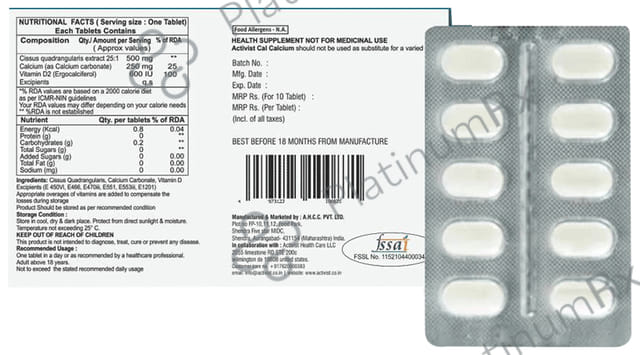 Activist Cal Calcium Tablet 3X10s