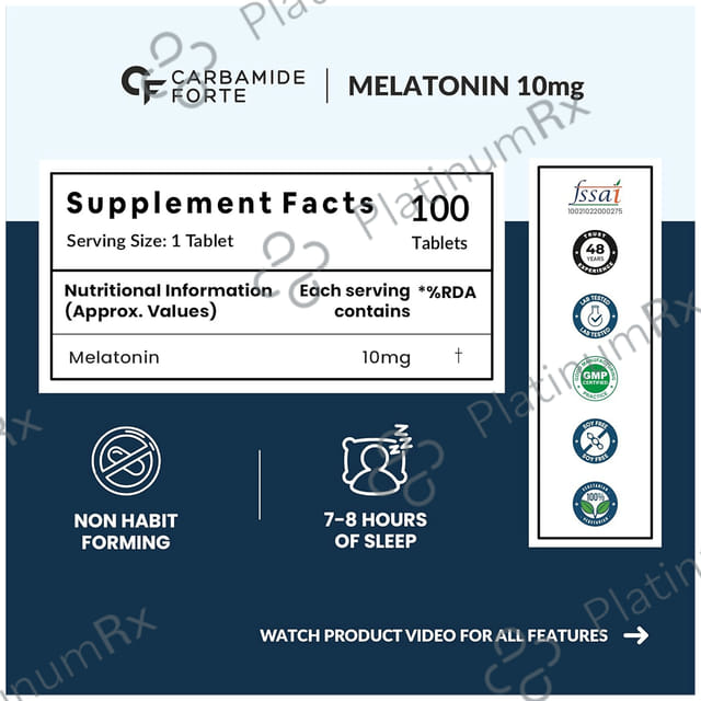 Carbamide Forte Melatonin 10mg Sleep Supplement Vegetarian Tablet