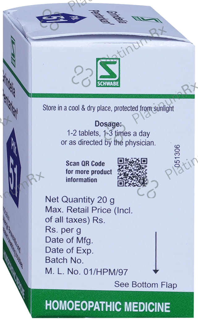 Dr Willmar Schwabe India Grindelia Pentarkan Ptk 51 Tablet
