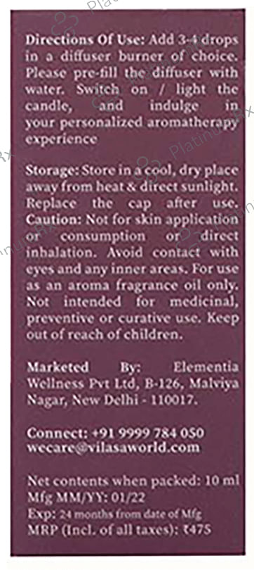 Vilasa Valley of Flowers Aromatherapy Diffuser Oil