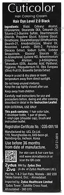 Cuticolor Hair Coloring Black Cream 60gm