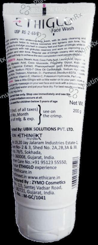 Ethiglo Paraben Free Face Wash Skin Whitening & Deep Cleansing Facial Foam 200gm