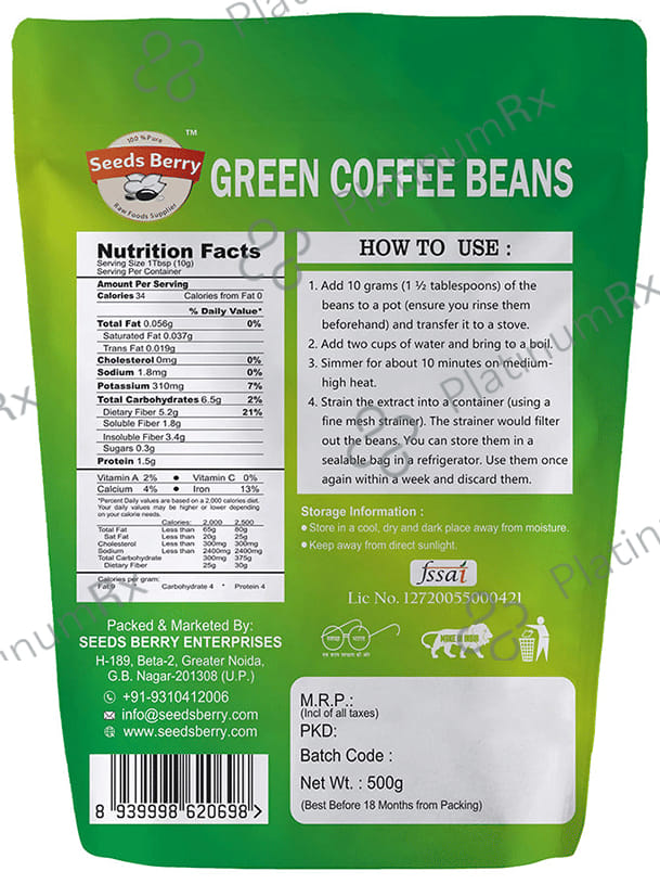 Seeds Berry Green Coffee Beans 500 gm