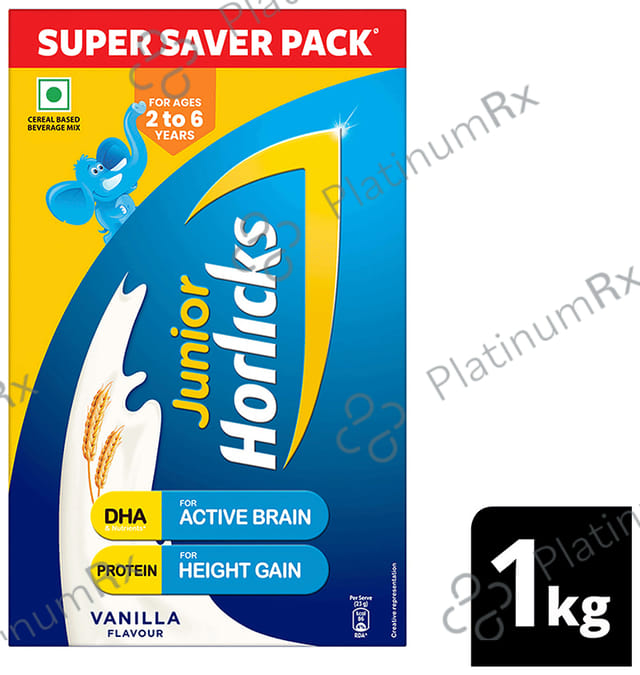 Horlicks Junior- For Kids' Active Brain & Height Gain - Flavour Vanilla 1 kg