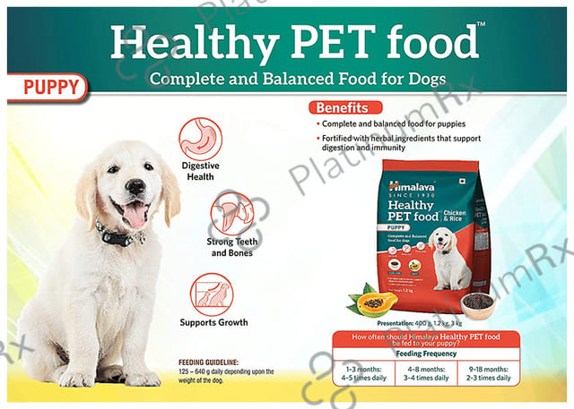 Himalaya Healthy Pet Food for Puppy's Digestion, Growth, Strong Teeth & Bones - Chicken & Rice 400 gm