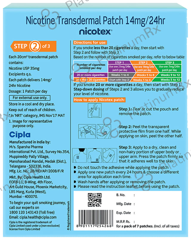 Nicotex 14mg Transdermal Patch 7s