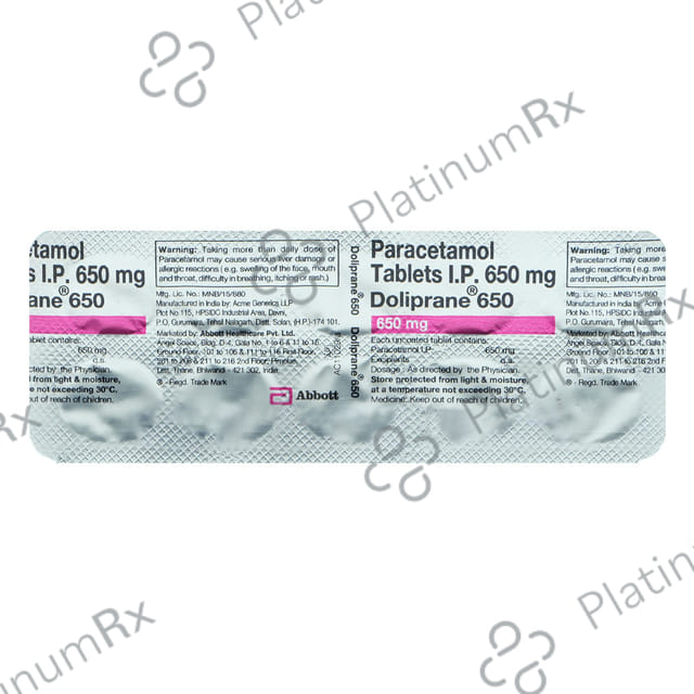 Doliprane 650mg Tablet 10 Tablet