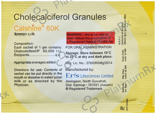 Calshine 60000IU Sugar Free Sachet 1s