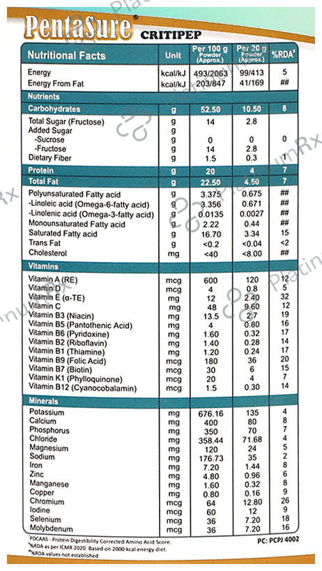 PentaSure Critipep Creamy Vanilla Flavour Powder 400gm