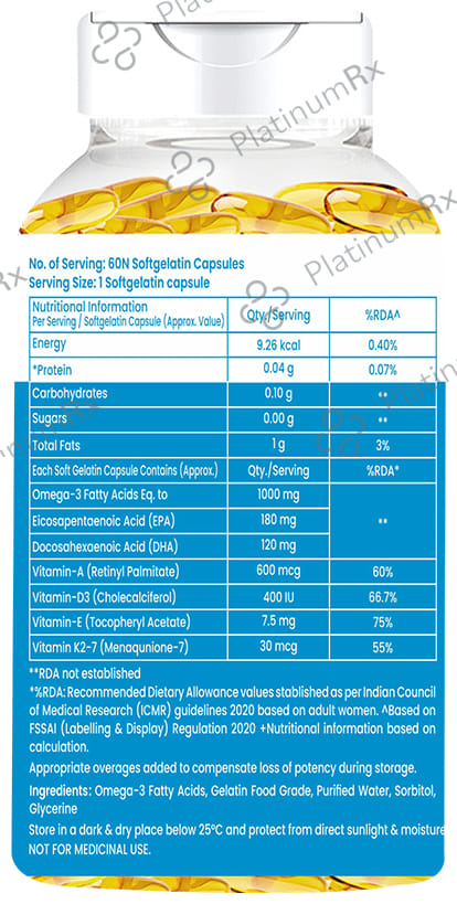 Dr. Morepen Omega 3 Deep Sea Fish Oil 1000mg - Softgel for Heart, Brain & Joints