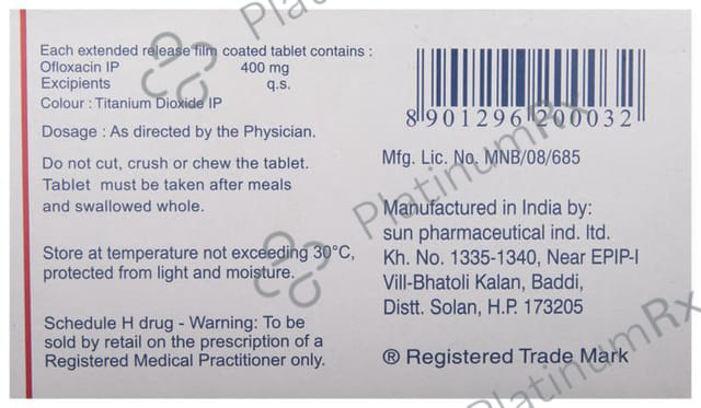 Zanocin OD 400mg Tablet ER 5s