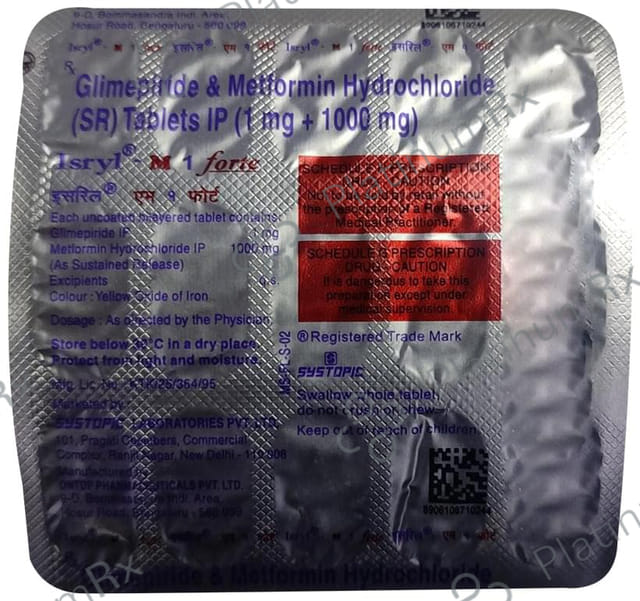 Isryl M 1 Forte 1/1000mg Tablet SR 15s