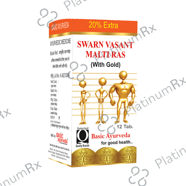 Basic Ayurveda Swarn Vasant Malti Ras with Gold 12 tablets