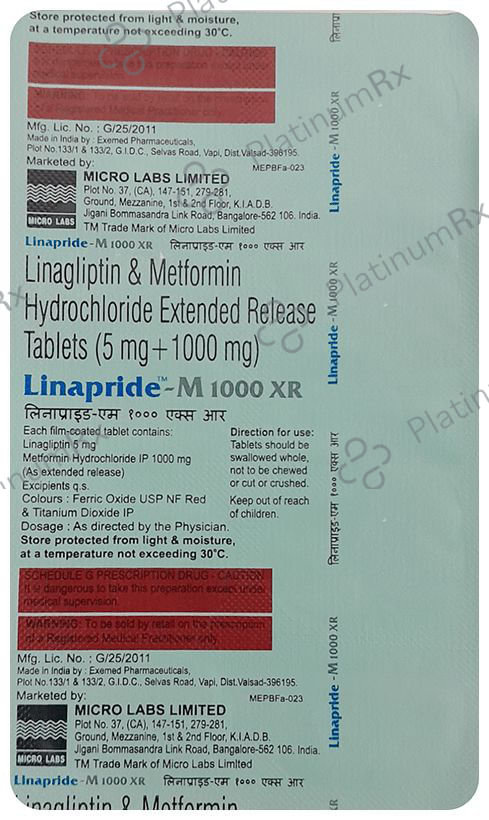 Linapride M XR 1000/5mg Tablet ER 10s