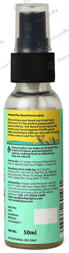 Herbatol Plus Beard Serum Spray (50ml Each) Olive & Tea Tree 1 Bottle