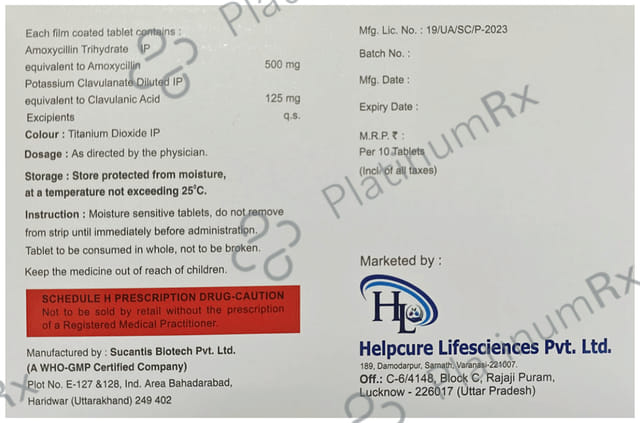 Zaponid 625 500/125mg Tablet 10s