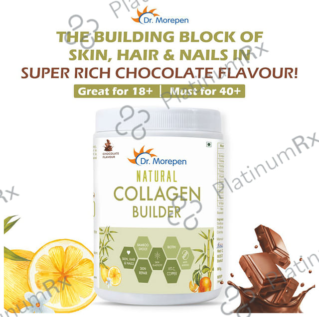 Dr. Morepen Natural Collagen Builder with Biotin & Vitamin C - For Skin, Hair, Nails - Flavour Chocolate