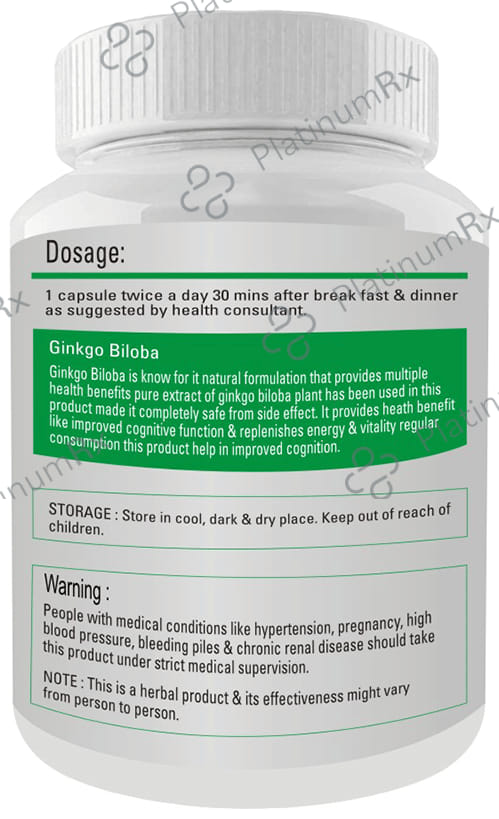 Fitness Prime Maximum Strength Ginkgo Biloba Nutrition & Wellness Support 800mg Capsule