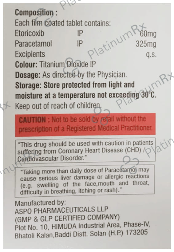 Aspocox P 60mg/325mg Tablet