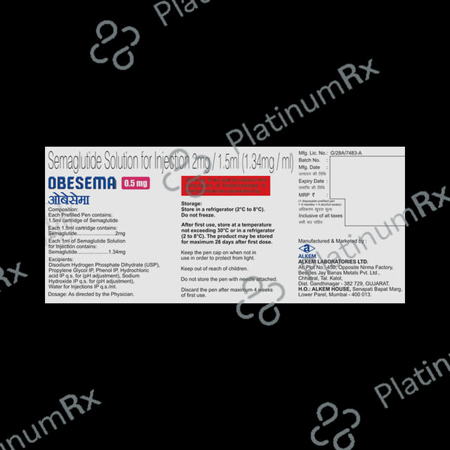 Obesema 0.5mg Injection (1 Multi-dose Disposable Pen, 4 Needles, 4 Alcohol Swabs)