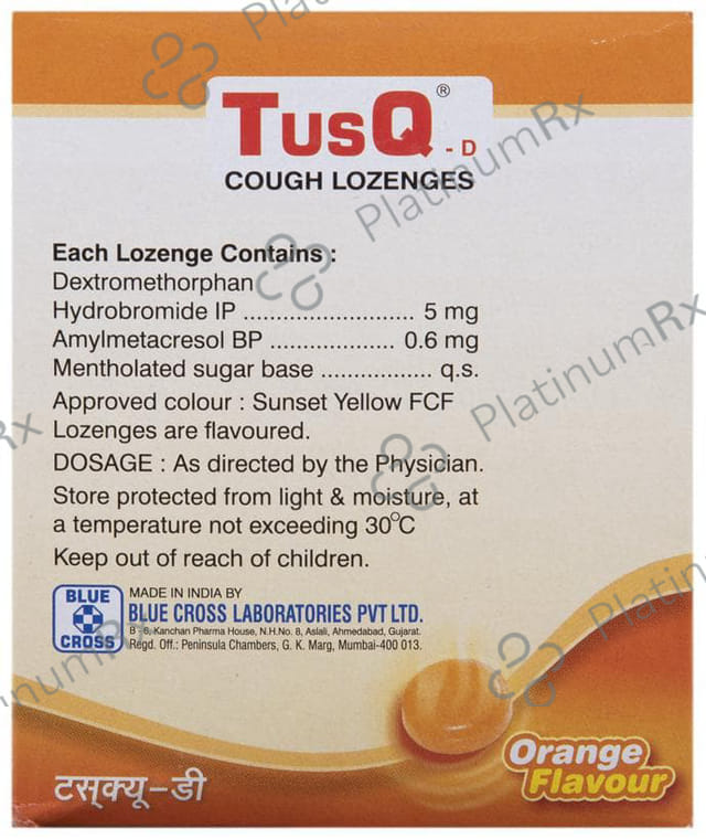 Tusq D Cough 0.6/5mg Orange Lozenges 6s