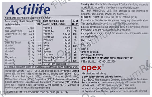 Actilife Tablet 15s